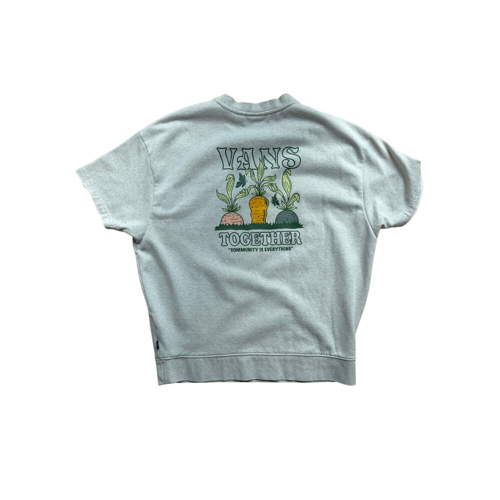 Vans Together Carrot Graphic Sweatshirt Women's Small Oatmeal Short Sleeve